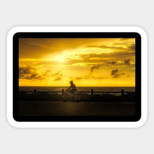 Bike ride at sunset Sticker